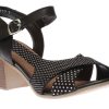 Women Remonte | Talamon Black White Polka Dot Block Heel Sandal