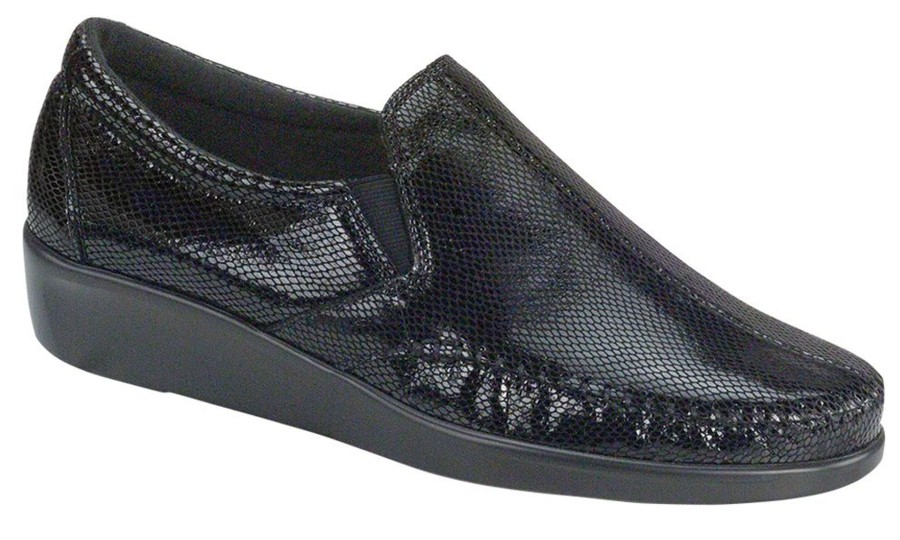 Women SAS Shoes | Dream Black Snake Slip-On Loafer