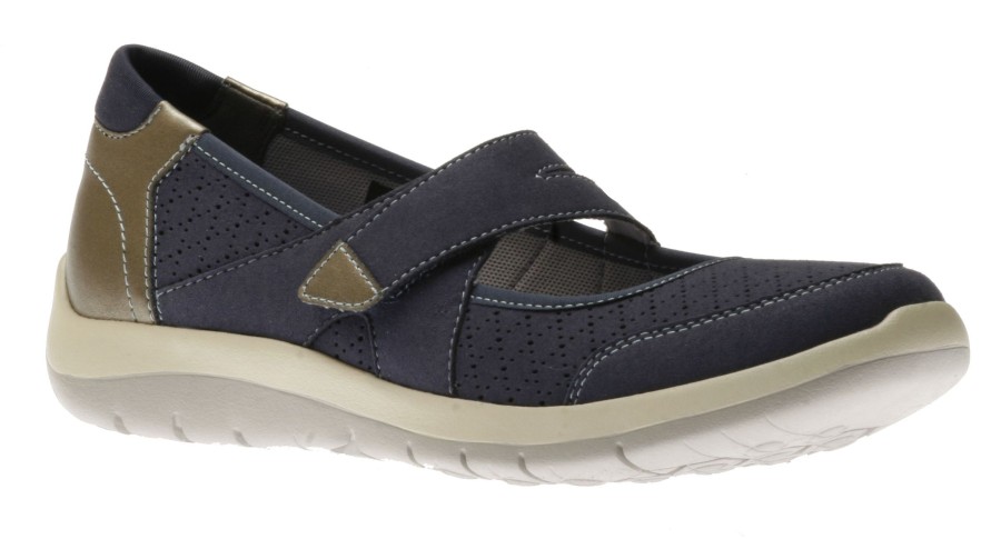 Women Aravon | Wembley Mary Jane Navy Flat