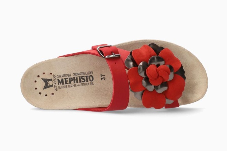 Women Mephisto | Helen Flower Red Thong Sandal