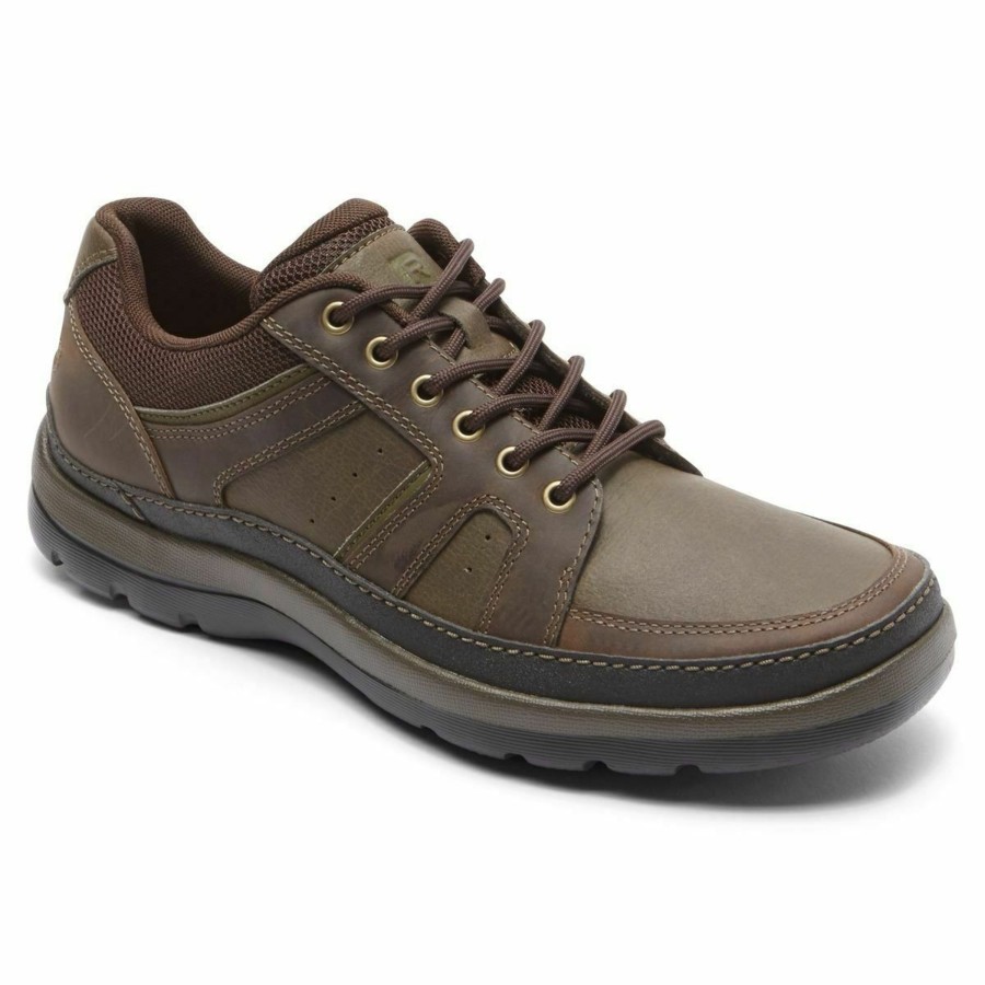 Men Rockport | Get Your Kicks Dark Brown Leather Wide Width Mudguard Blucher Sneaker