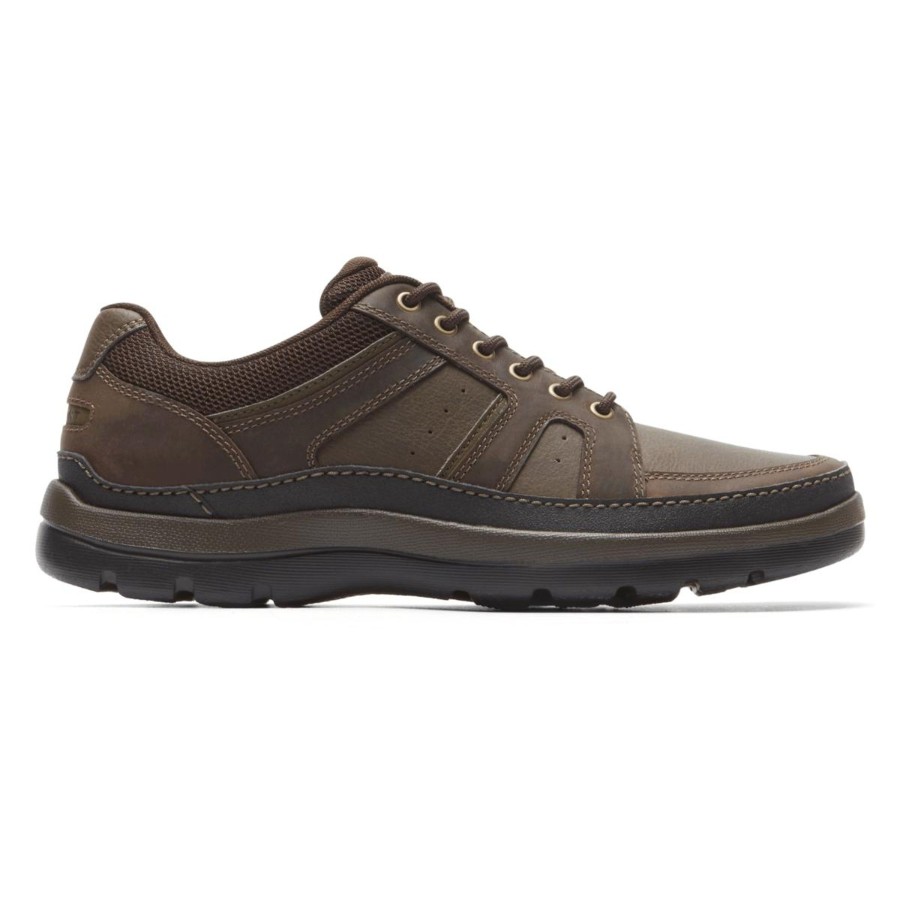 Men Rockport | Get Your Kicks Dark Brown Leather Wide Width Mudguard Blucher Sneaker