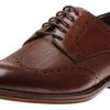 Men Johnston & Murphy | Conard Oak Brown Leather Embossed Wingtip Derby Shoe