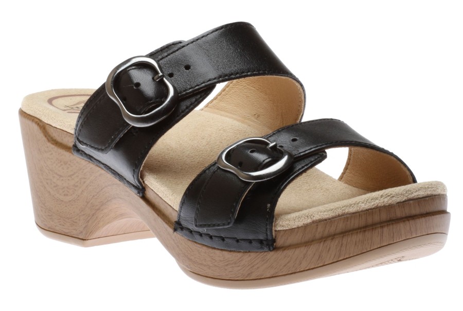 Women Dansko | Sophie Black Leather Slide Sandal