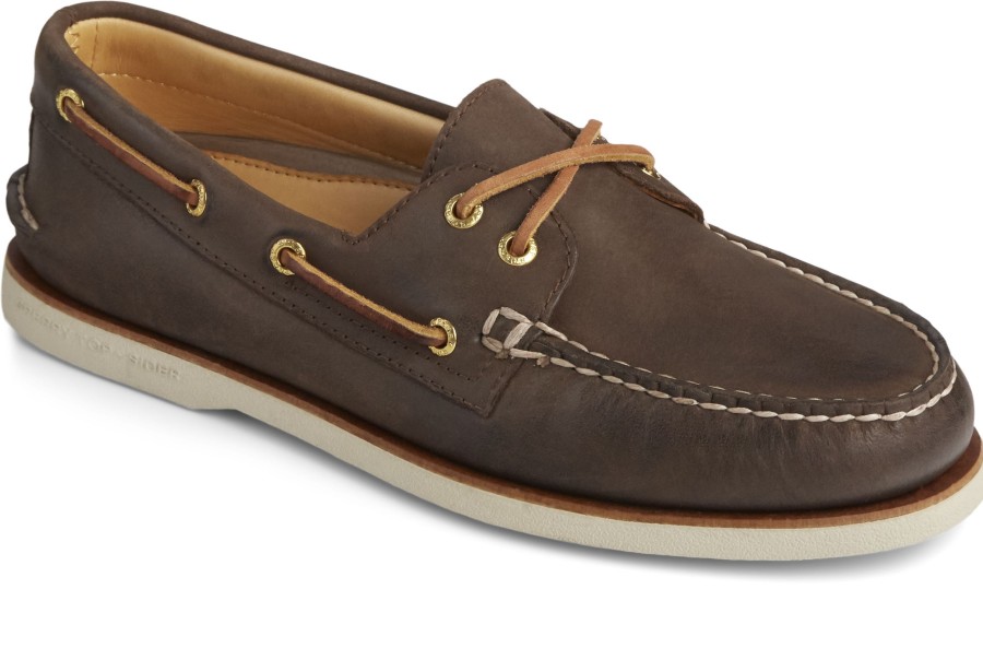 Men Sperry | Men'S Gold Cup Authentic Original Brown Leather Two Eye Boat Shoe