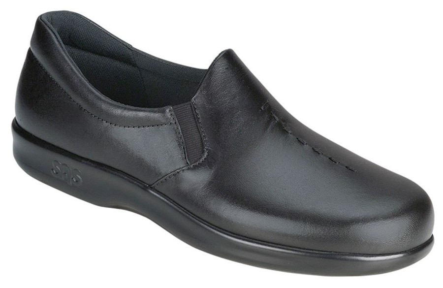 Women SAS Shoes | Viva Black Leather Slip-On Loafer