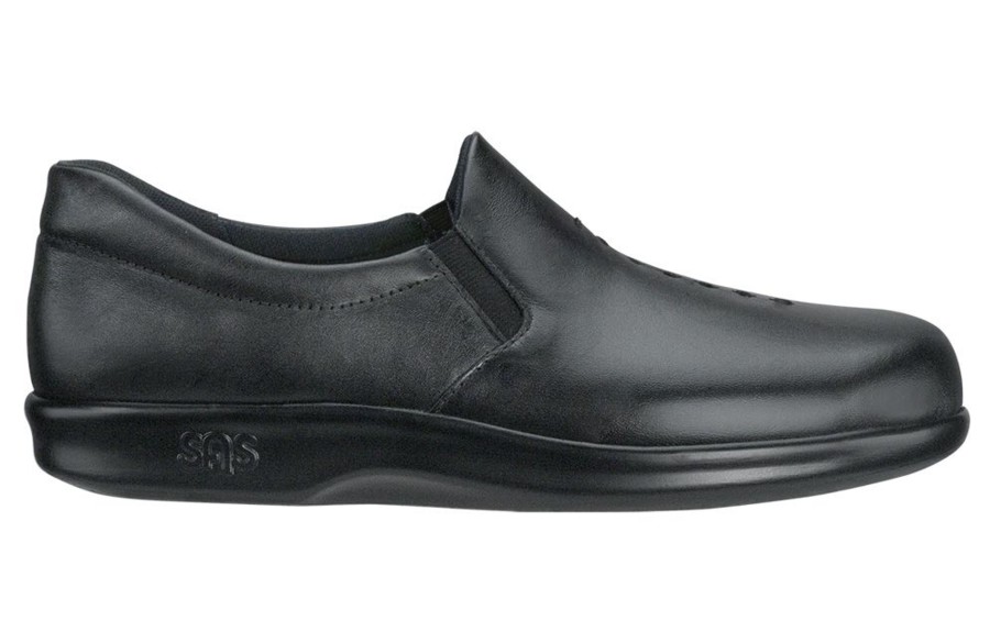 Women SAS Shoes | Viva Black Leather Slip-On Loafer