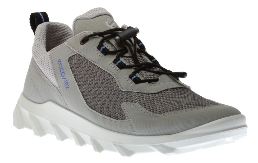 Men Ecco | Mx Concrete Grey Mesh Lace-Up Sneaker