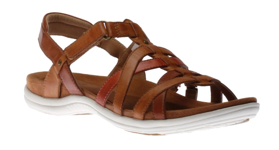 Women Cobb Hill | Rubey Woven Tan Brown Leather Sandal