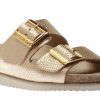 Women Mephisto | Hester Light Sand Gold Buckle Textured Leather Slide Sandal