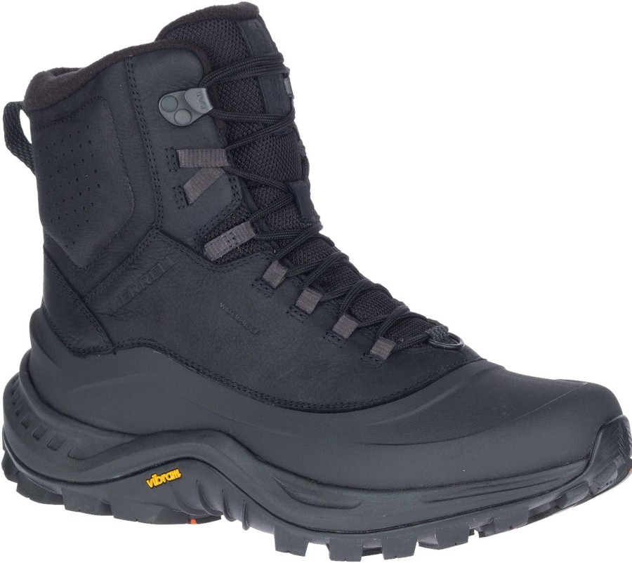 Men Merrell | Thermo Overlook 2 Mid Waterproof Black Leather Wide Boot