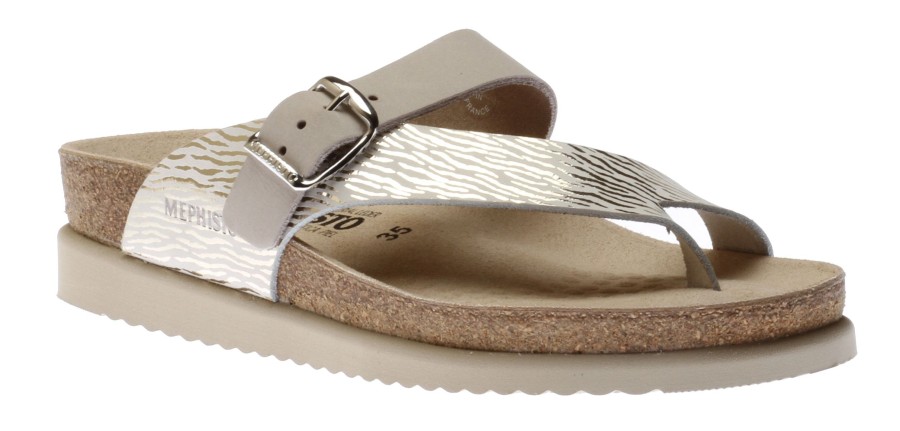 Women Mephisto | Helen Zebra Grey Thong Sandal