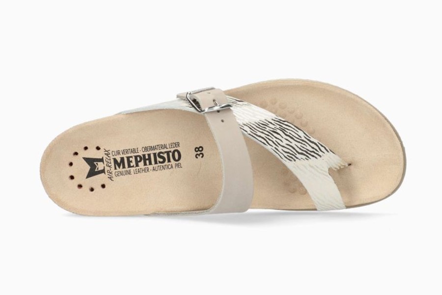 Women Mephisto | Helen Zebra Grey Thong Sandal