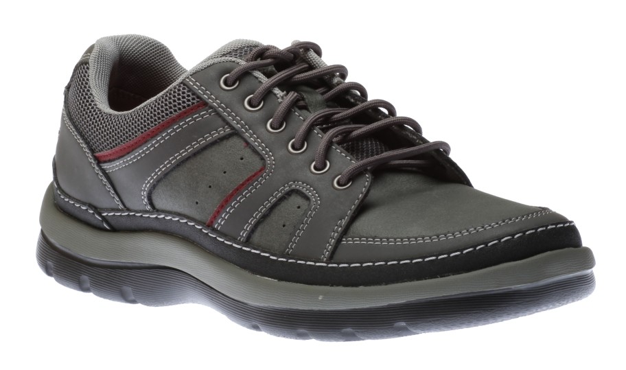 Men Rockport | Get Your Kicks Grey Leather Wide Width Mudguard Blucher Sneaker