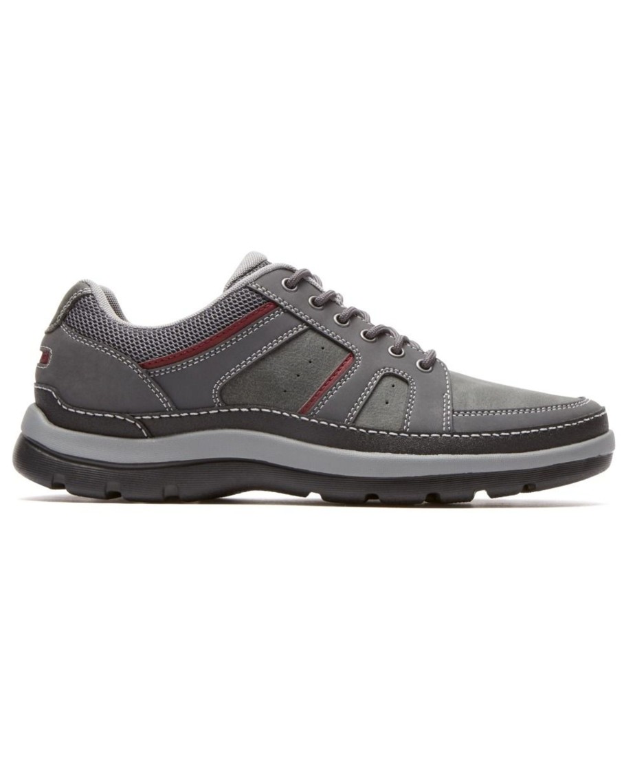 Men Rockport | Get Your Kicks Grey Leather Wide Width Mudguard Blucher Sneaker