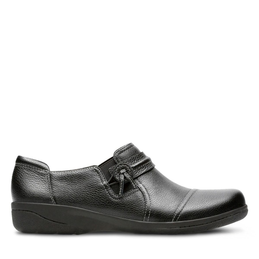 Women Clarks | Cheyn Madi Black Leather Slip-On