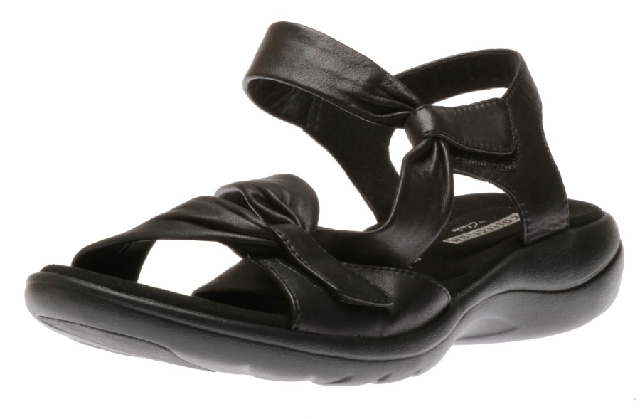 Women Clarks | Saylie Moon Black Leather Sandal