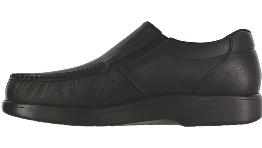 Men SAS Shoes | Side Gore Black Smooth Leather Slip-On Loafer