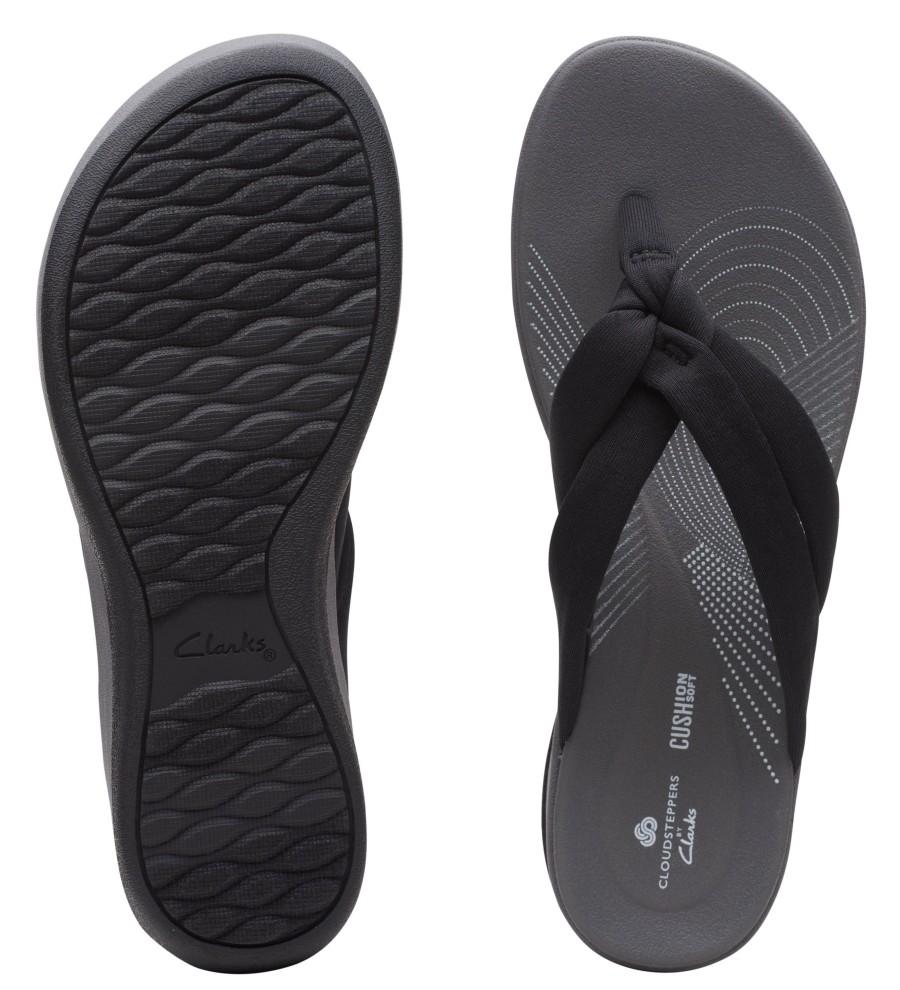 Women Clarks | Arla Kaylie Black Thong Sandal