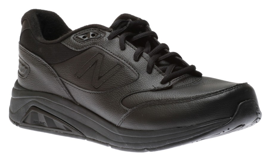 Men New Balance | Mw928Bk3 Black Leather Lace-Up Walking Shoe