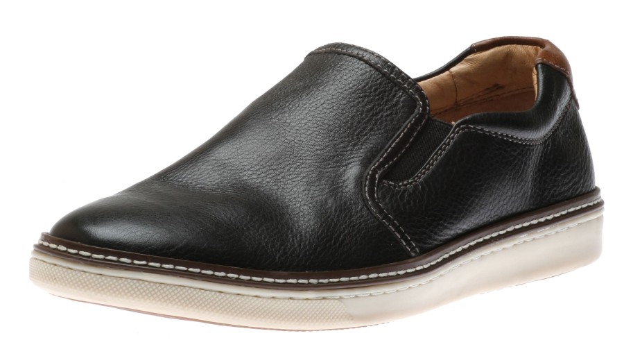 Men Johnston & Murphy | Mcguffey Black Leather Slip-On Sneaker