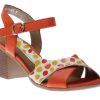 Women Remonte | Odeon Orange Polka Dot Block Heel Sandal