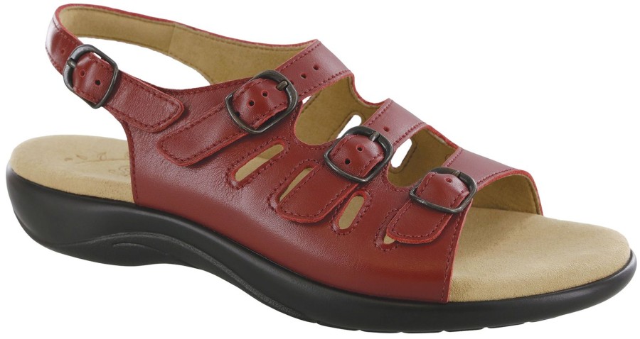 Women SAS Shoes | Mystic Ruby Leather Slingback Sandal