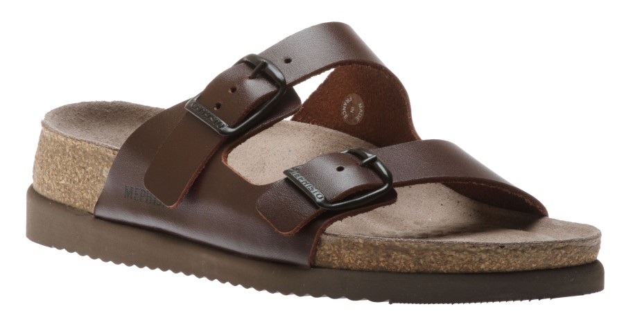 Women Mephisto | Helda Plus Wide Width Chestnut Brown Slide Sandal