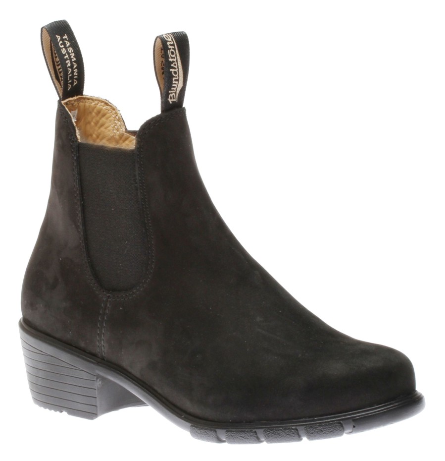 Women Blundstone | Blundstone 1960 - Women'S Series Heel Black Nubuck Leather Boot