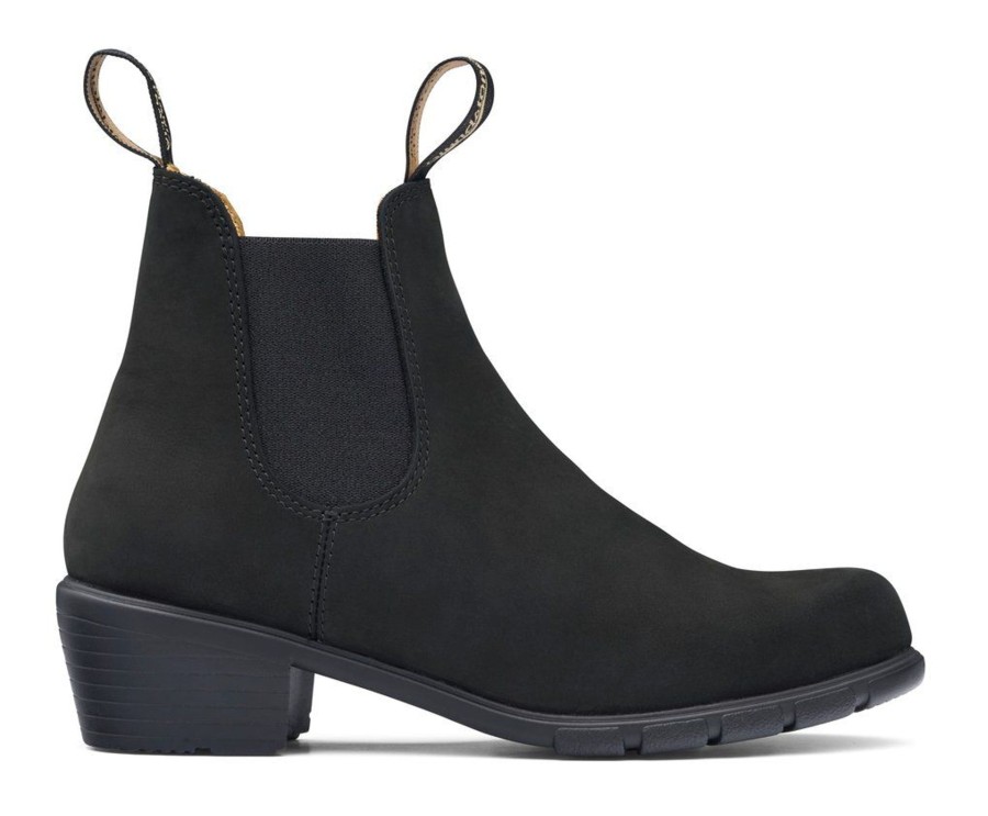 Women Blundstone | Blundstone 1960 - Women'S Series Heel Black Nubuck Leather Boot