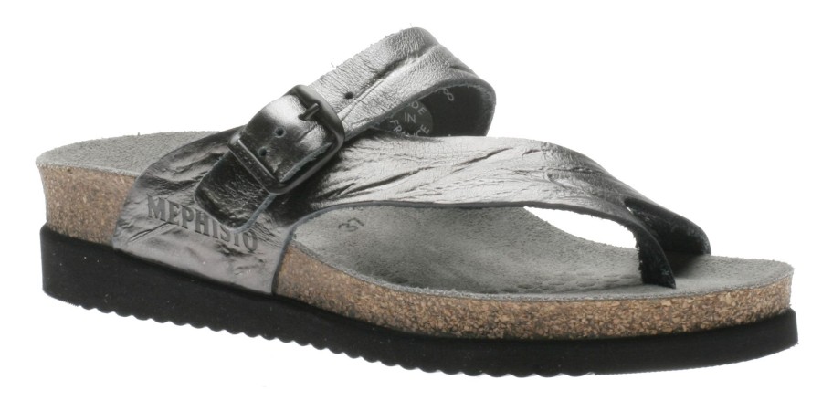 Women Mephisto | Helen Metallic Grey Thong Sandal