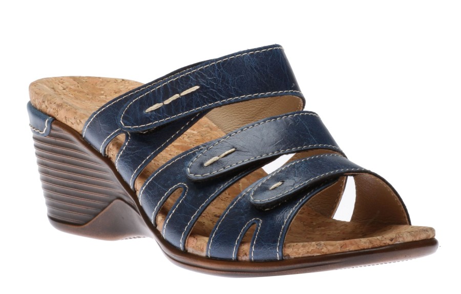 Women Romika | Calgary 01 Blue Slide Wedge Sandal