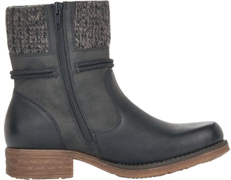 Women Rieker | Eagle Black Grey Knit Ankle Boot