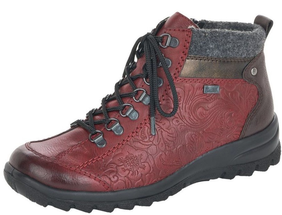 Women Rieker | Eagle Wine Lace-Up Ankle Boot