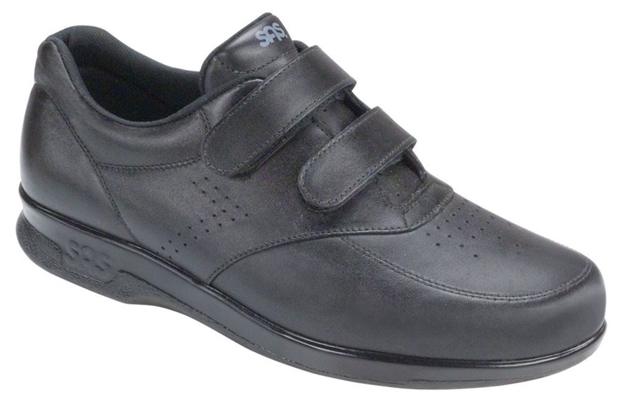 Men SAS Shoes | Vto Black Leather Velcro Walking Shoe