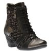 Women Remonte | Posen Black Print Lace-Up Ankle Boot