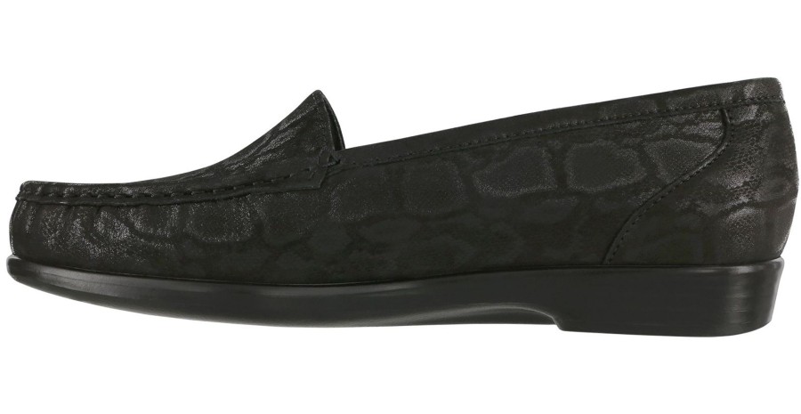 Women SAS Shoes | Simplify Black Nero Snake Slip On Loafer