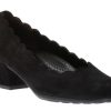 Women Gabor | 02.211.47 Black Suede Leather Scalloped Block Heel