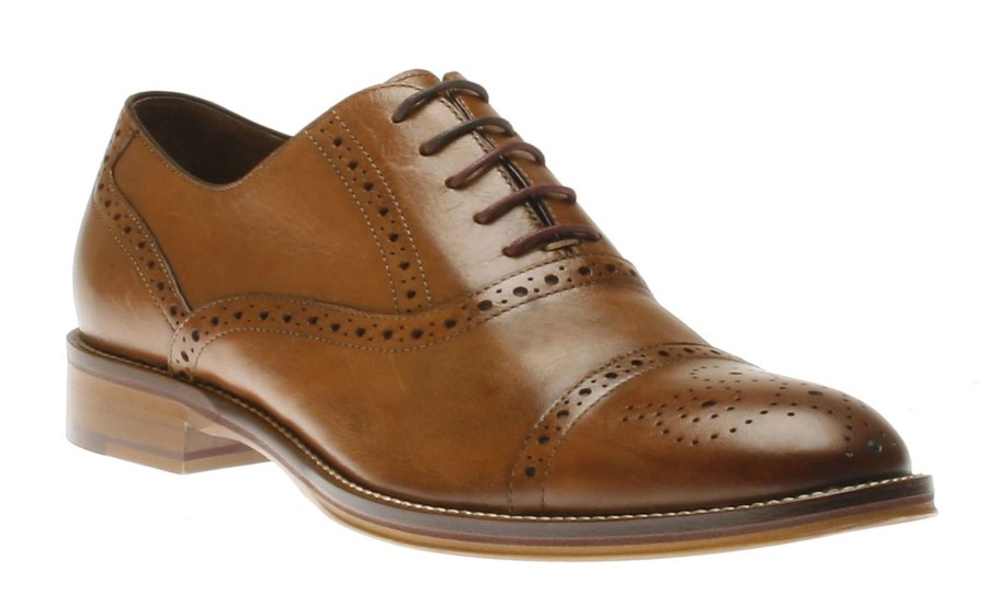 Men Johnston & Murphy | Conard Tan Leather Cap Toe Dress Oxford