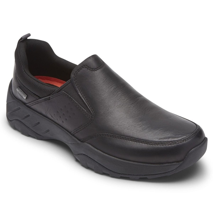 Men Rockport | Xcs Spruce Peak Black Waterproof Leather Slip-On Shoe