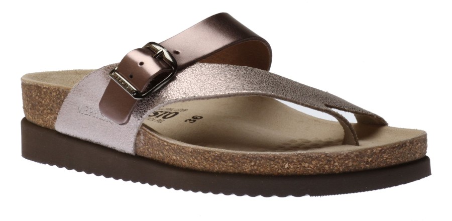 Women Mephisto | Helen Mix Old Pink Metallic Thong Sandal