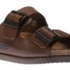 Men Mephisto | Nerio Scratch Brown Leather Slide Sandal