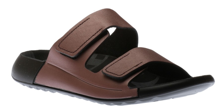 Women Ecco | Women'S 2Nd Cozmo Woodrose Leather Double Strap Slide Sandal