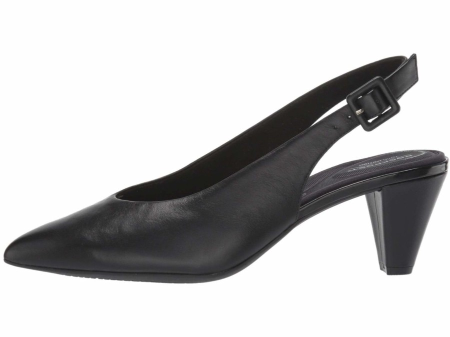 Women Rockport | Saleya Black Leather Dress Slingback Pump