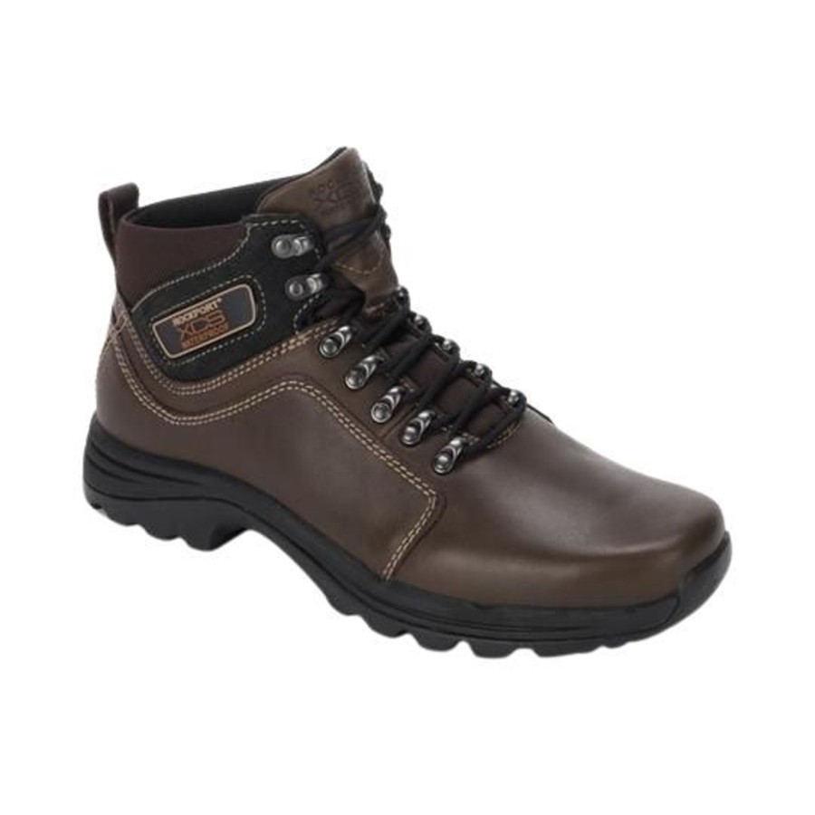 Men Rockport | Cold Springs Elkhart Dark Brown Leather Lace-Up Boot