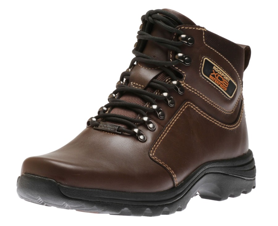 Men Rockport | Cold Springs Elkhart Dark Brown Leather Lace-Up Boot