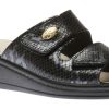 Women Lady Diana | Black Snakeskin Slide Wedge Sandal