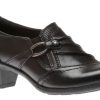 Women Earth | Marietta Mavis Black Leather Slip-On Heel Shoe