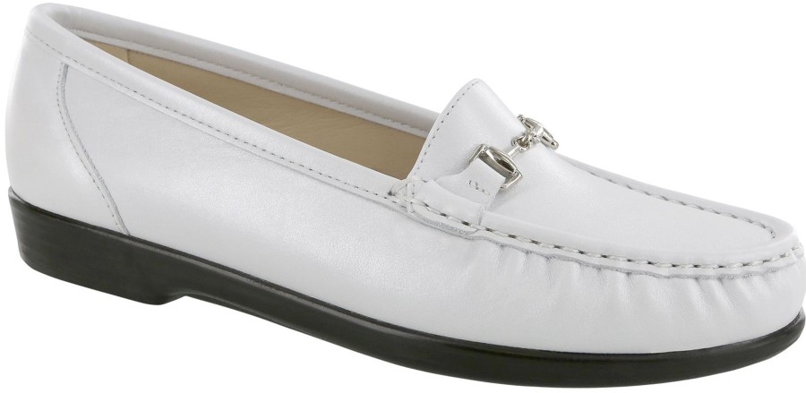 Women SAS Shoes | Metro Pearl White Leather Slip On Loafer