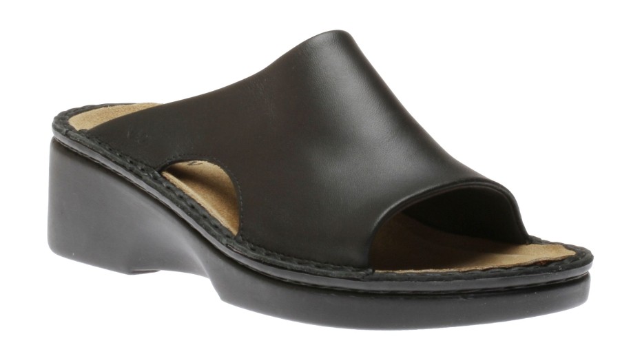 Women Naot | Rome Black Leather Slide Sandal